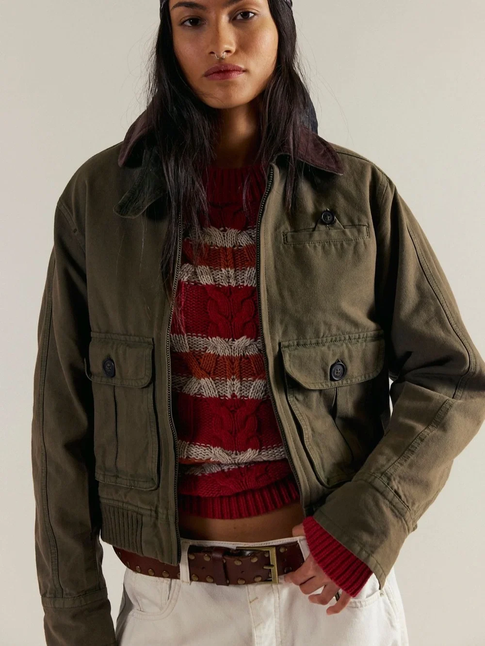 Free People Dark Charcoal/ Black Zip-Up Jacket